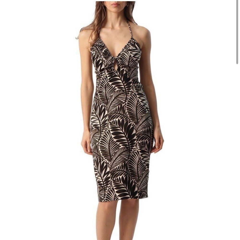 Christian Lacroix Botantical Flower Black and Yellow Halter Dress Size XS